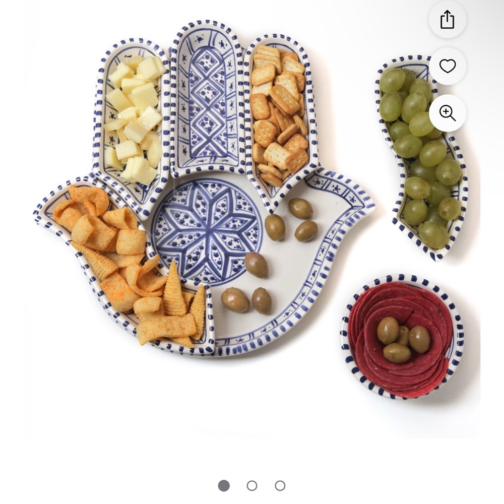 Kamsah 7 Piece Hamsa Plate Set & Serving Platter,